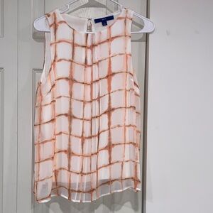 Apt. 9 Peach Grid Sleeveless Blouse